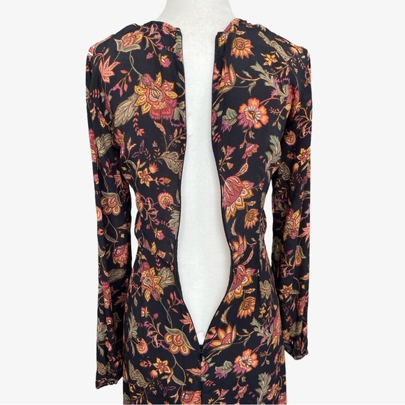 Anthropologie x Kachel Mixed Floral Print Long-Sleeve Midi Dress Black Sz 2 EUC - Picture 9 of 16